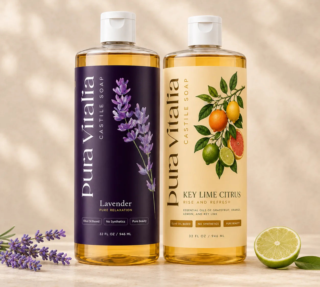 Lavender and Key Lime Citrus castile soap bundle