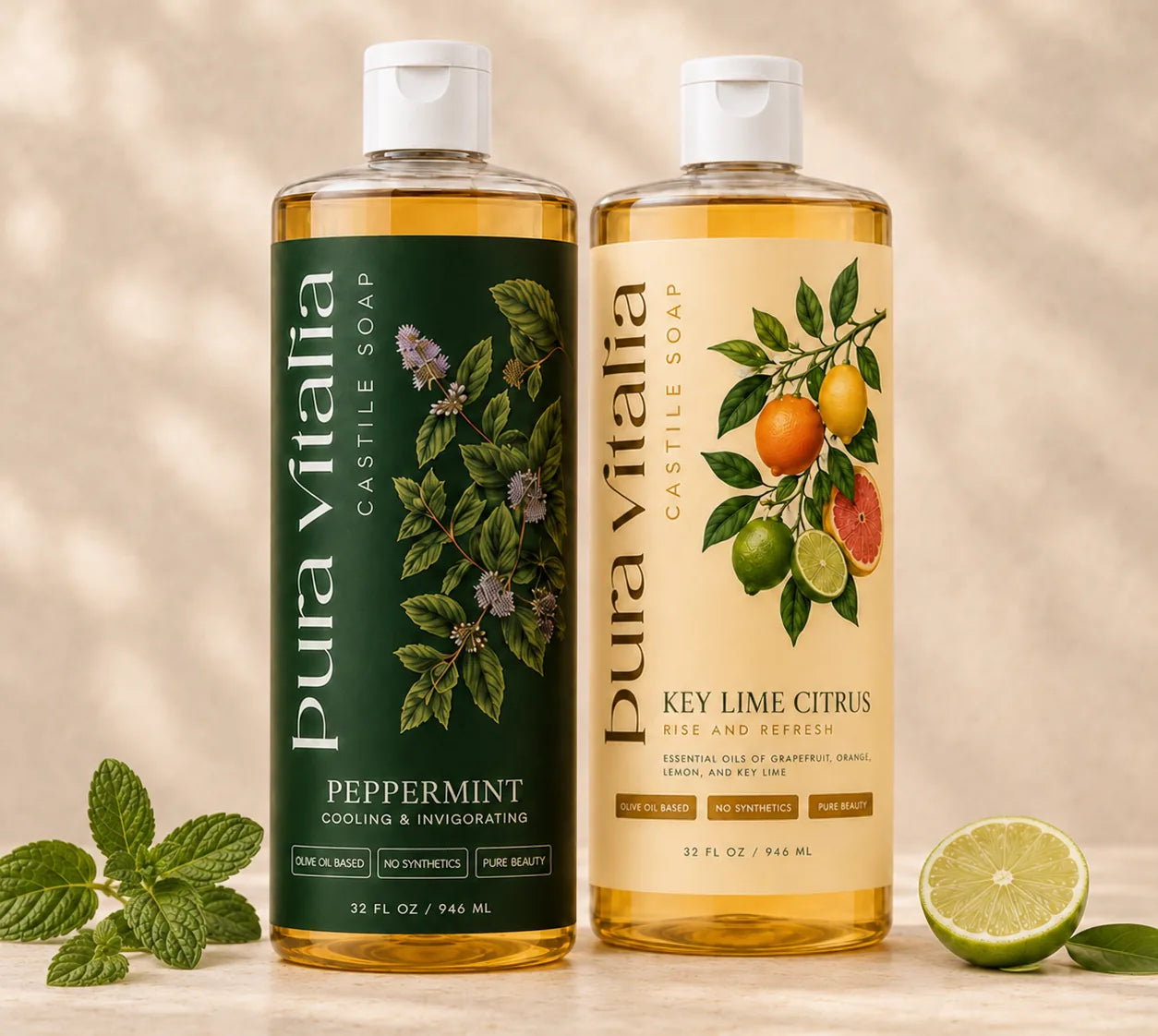 Peppermint and Key Lime Citrus castile soap bundle