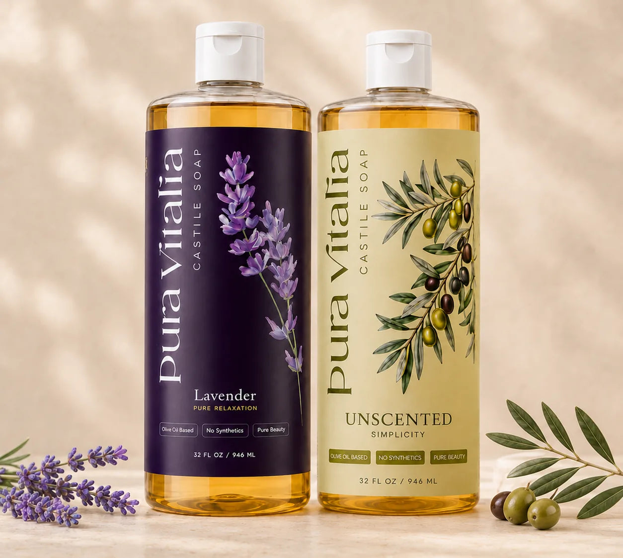 Lavender and Unscented castile soap bundle