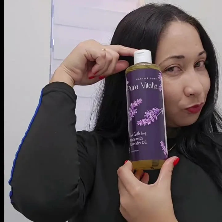 @gaby_ruiz101 holding Pura Vitalia castile soap